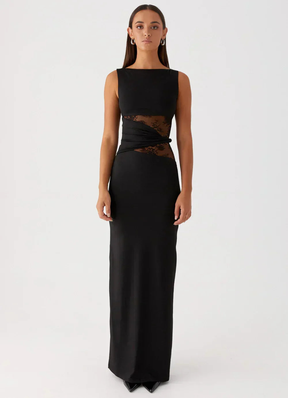 Liliana Mesh Maxi Dress - Black - XS