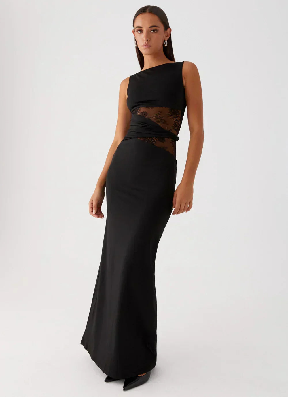 Liliana Mesh Maxi Dress - Black - M