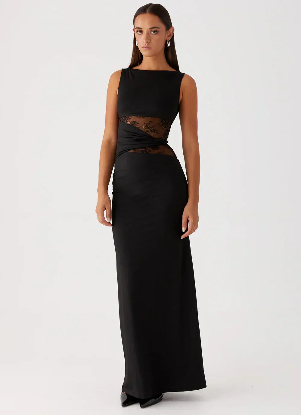 Liliana Mesh Maxi Dress - Black - S