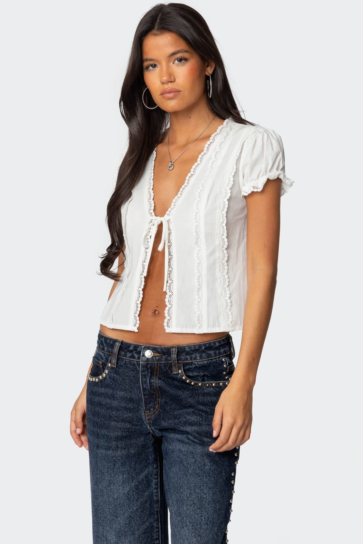 Clementine Lace Top - White - M