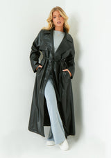 Dani Leather Trench Coat - S - Brown