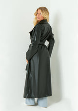 Dani Leather Trench Coat - M - Black