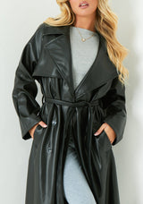Dani Leather Trench Coat - M - Red