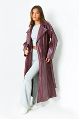 Dani Leather Trench Coat - XL - Brown