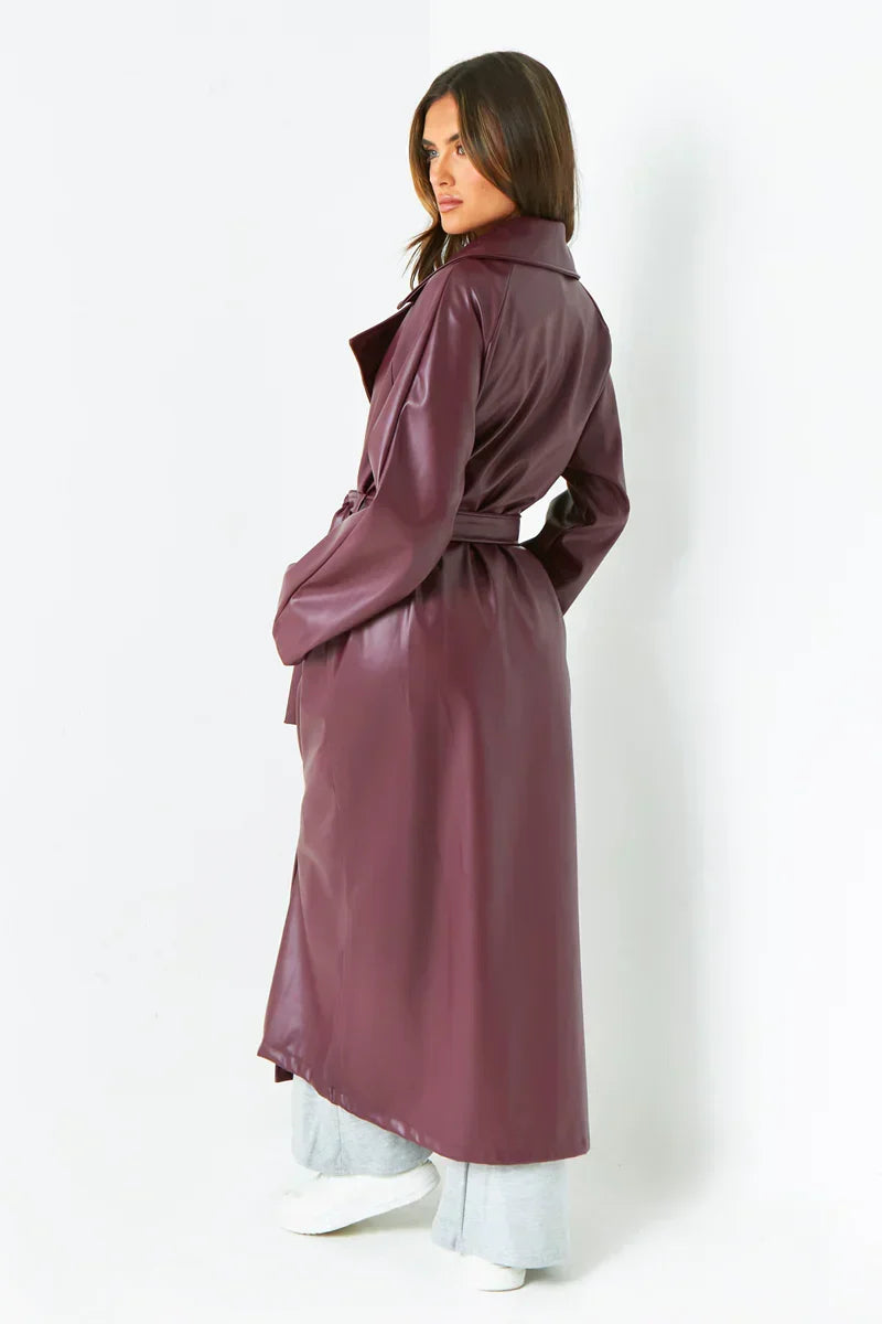 Dani Leather Trench Coat - XL - Black