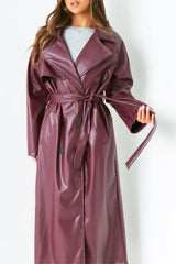 Dani Leather Trench Coat - XL - Red
