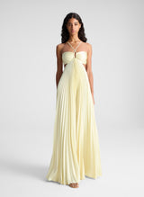 Nerina Pleated Maxi Dress - Light Canary - XS