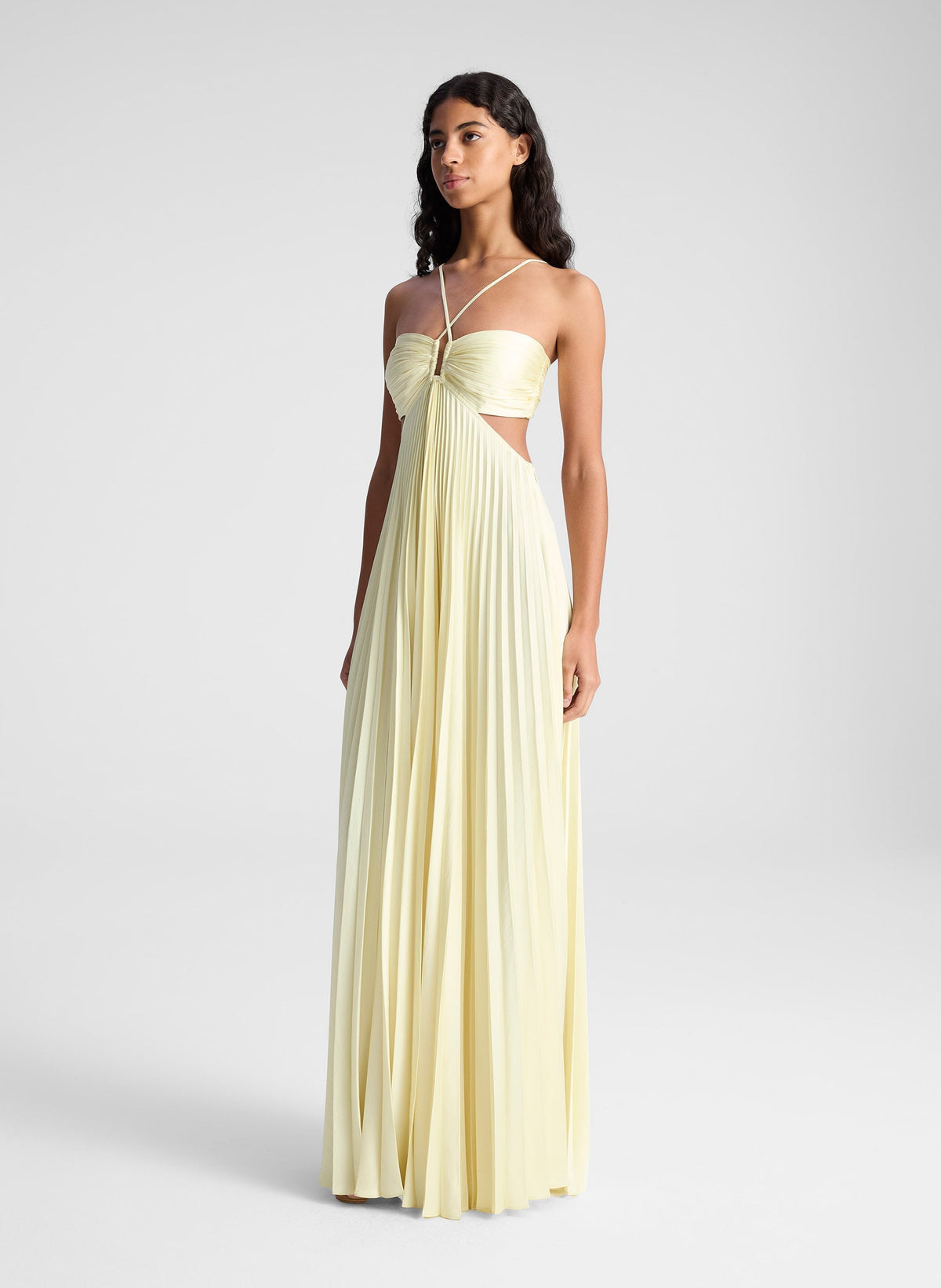 Nerina Pleated Maxi Dress - Light Canary - XL