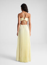 Nerina Pleated Maxi Dress - Light Canary - M