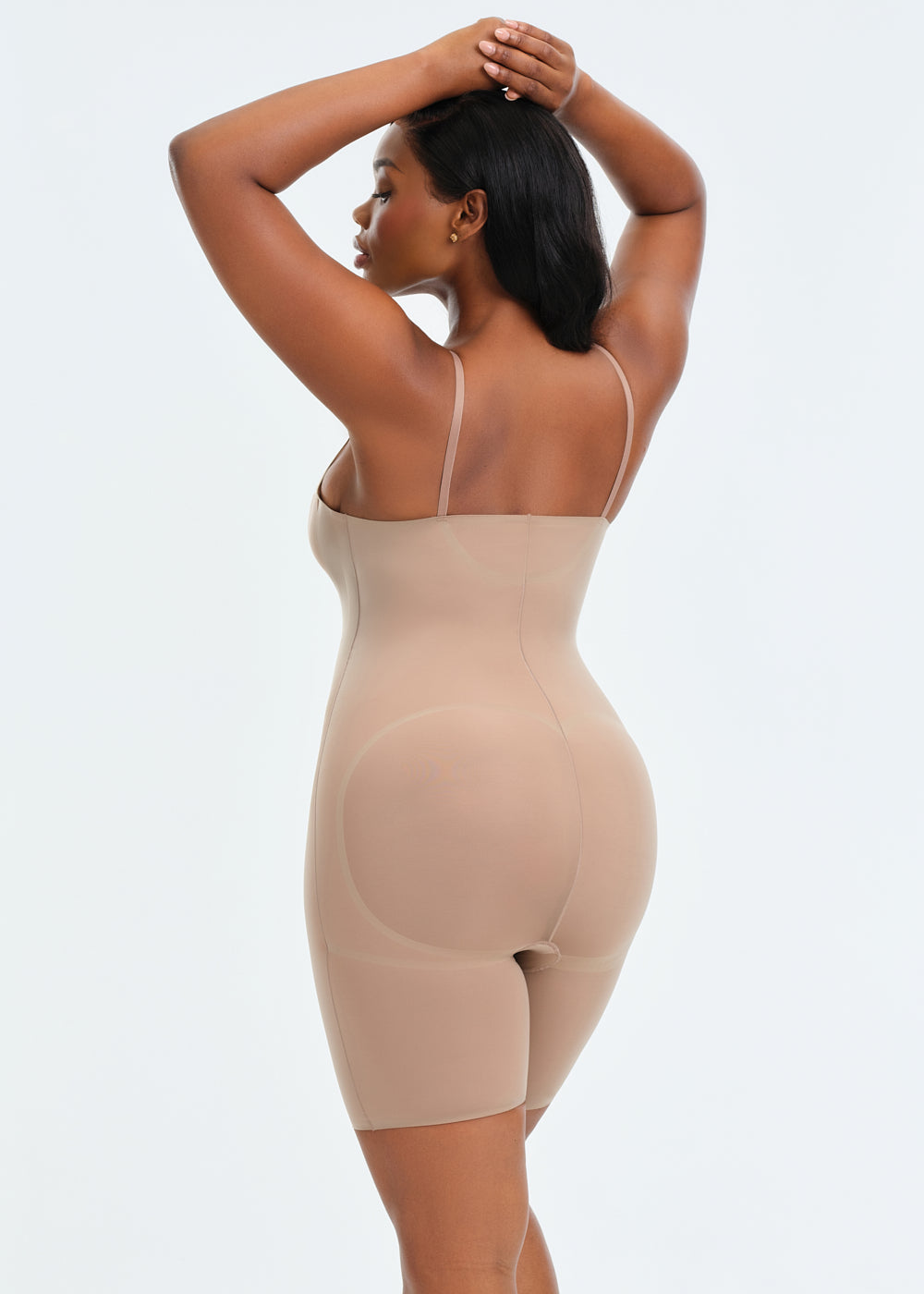 LiquidSpandex Full Bodysuit Shorts - Beige - 2X