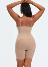 LiquidSpandex Full Bodysuit Shorts - Beige - 3X