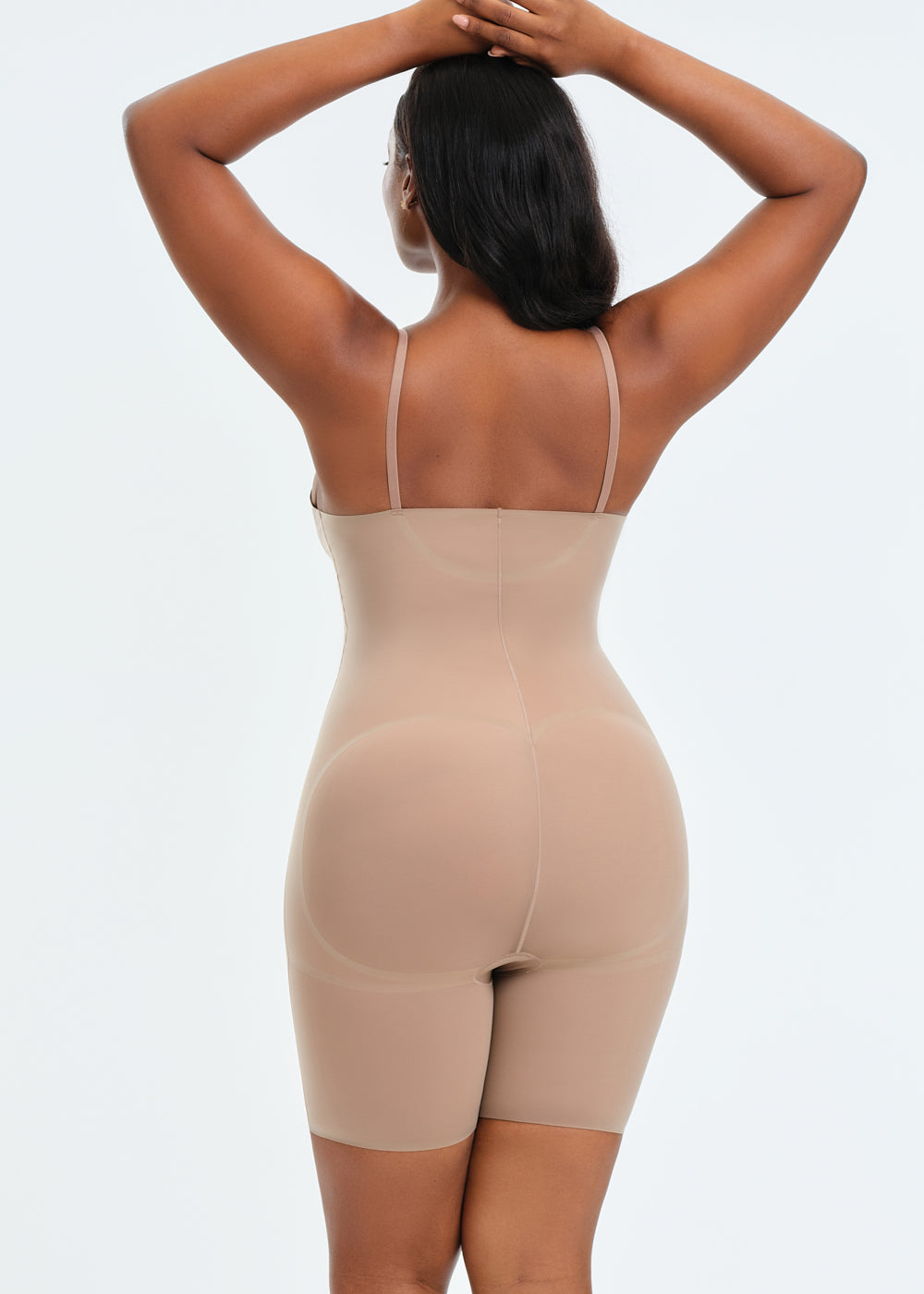 LiquidSpandex Full Bodysuit Shorts - Beige - 3X