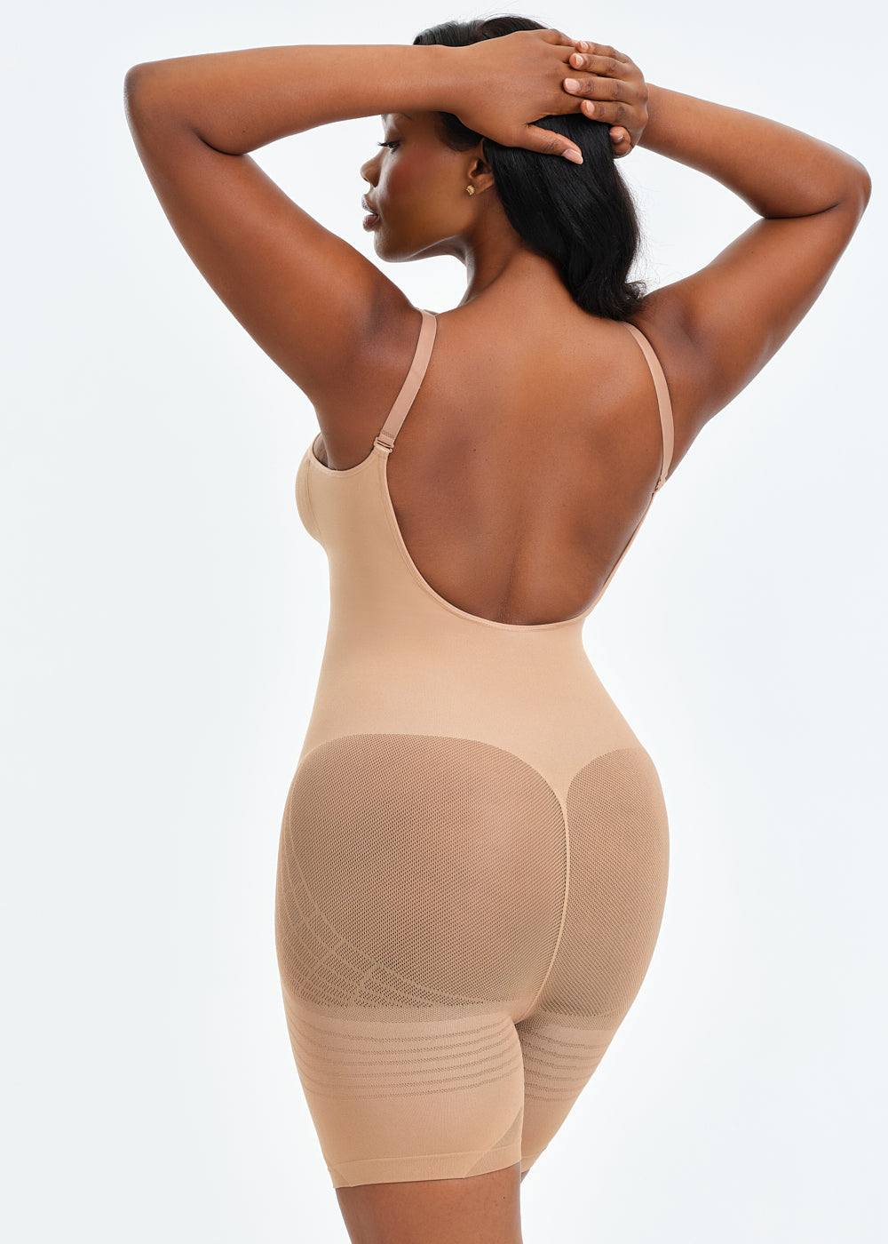 PowerMesh Sculpting Bodysuit Shorts - Light Coffee - M/L
