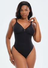 SmoothingSeamless Front Zip Bodysuit Thong - Dark Brown - XL