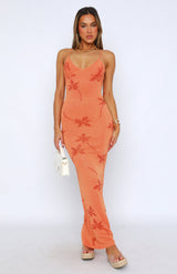 Louisa Maxi Dress - Orange - XS