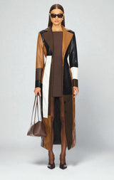 Rosaline Mosaic Leather Coat - Brown - XS