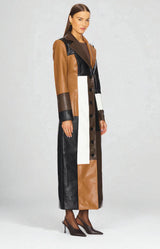 Rosaline Mosaic Leather Coat - Brown - M