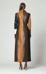 Rosaline Mosaic Leather Coat - Brown - L
