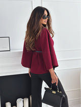 Maria Cape Belt Coat - Red - XS