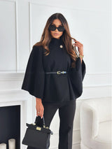 Maria Cape Belt Coat - Black - XS