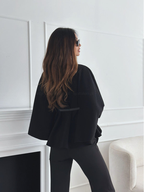 Maria Cape Belt Coat - Black - M