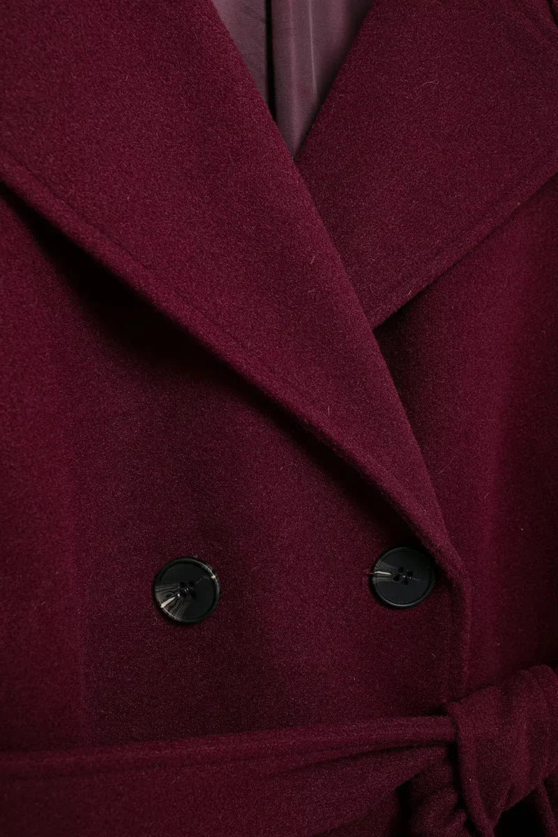 Holly Wool Trench Coat - Wine Red - L