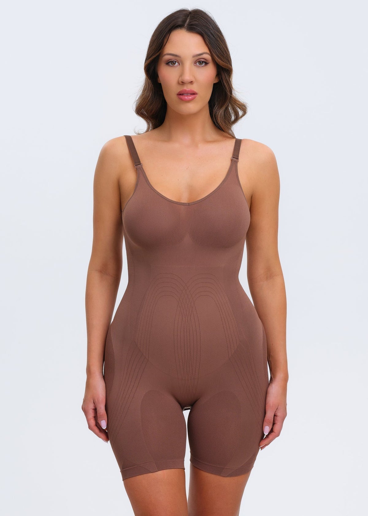 PowerMesh Sculpting Bodysuit Shorts - Light Coffee - XL/2X