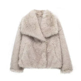 Tess Faux Fur Coat - Cream - L