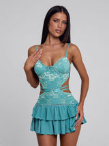 Santana Mini Dress - Teal - M
