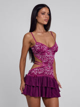 Santana Mini Dress - Burgundy - L