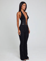 Yuna Lace Jumpsuit - Black - L