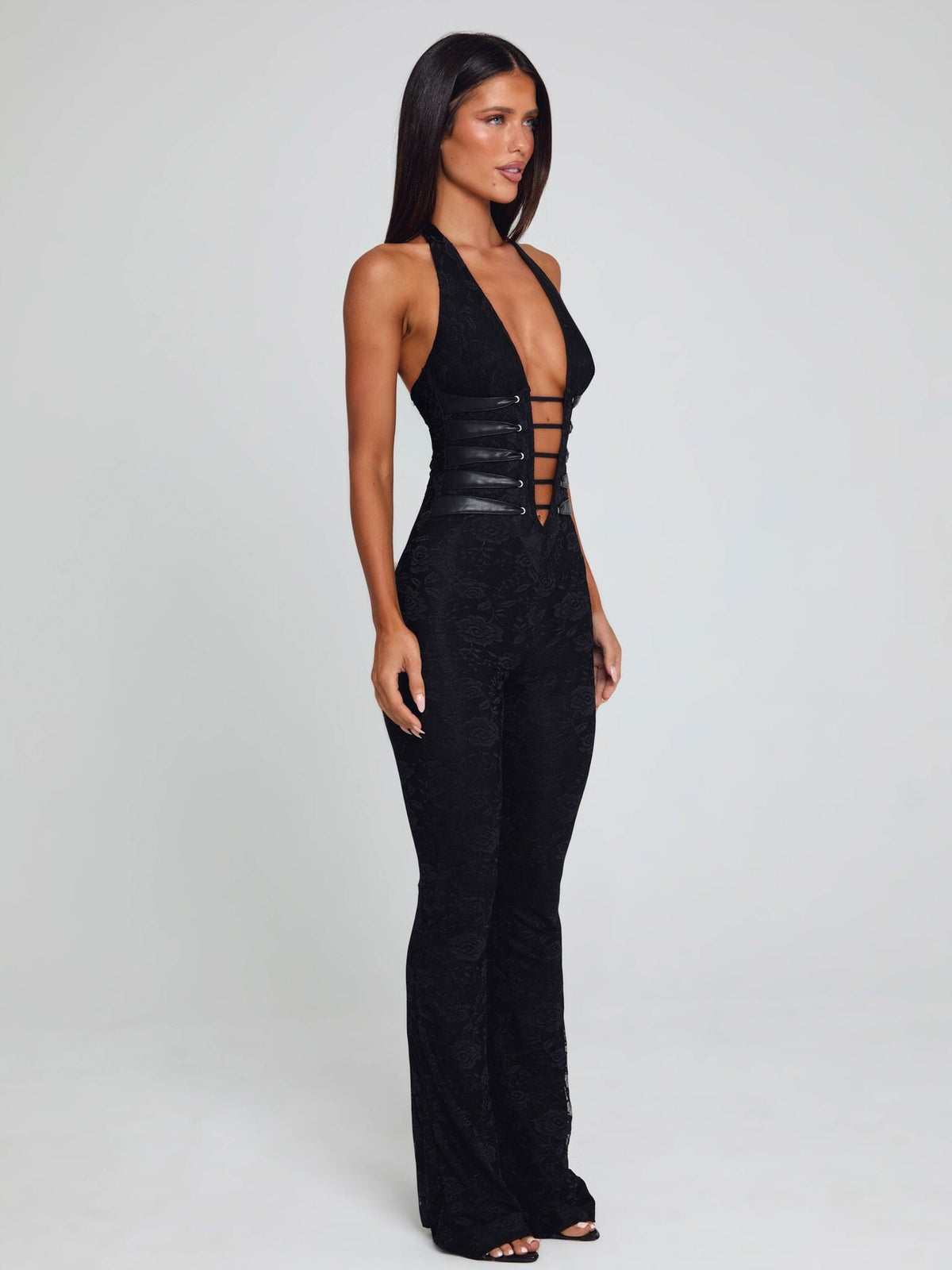 Yuna Lace Jumpsuit - Black - L