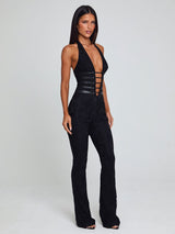Yuna Lace Jumpsuit - Black - M
