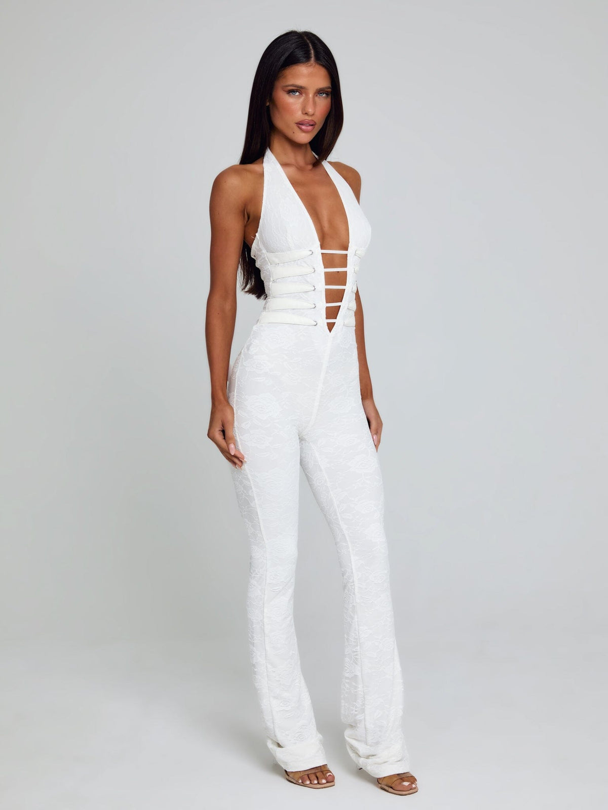 Yuna Lace Jumpsuit - White - L