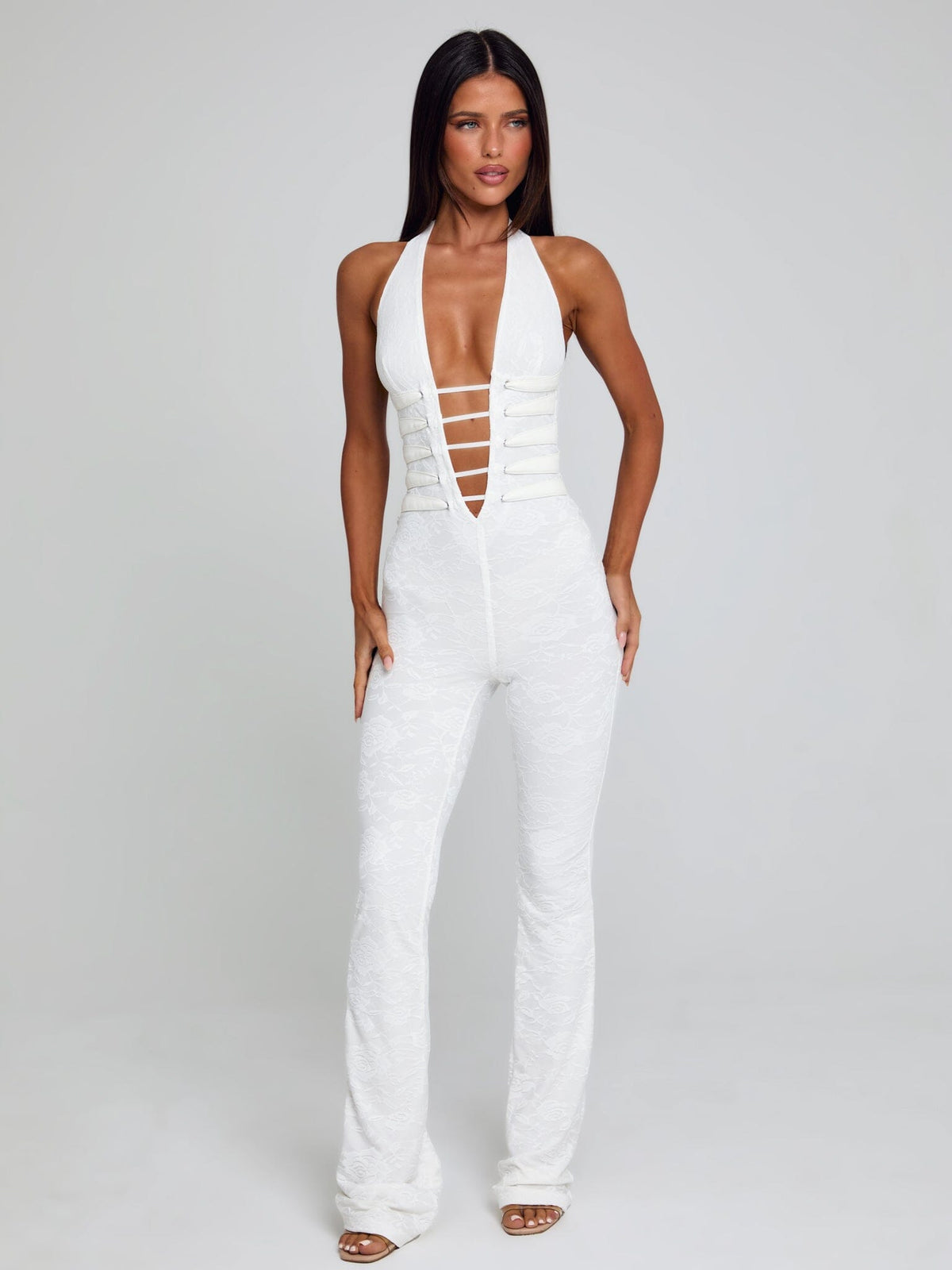 Yuna Lace Jumpsuit - White - S