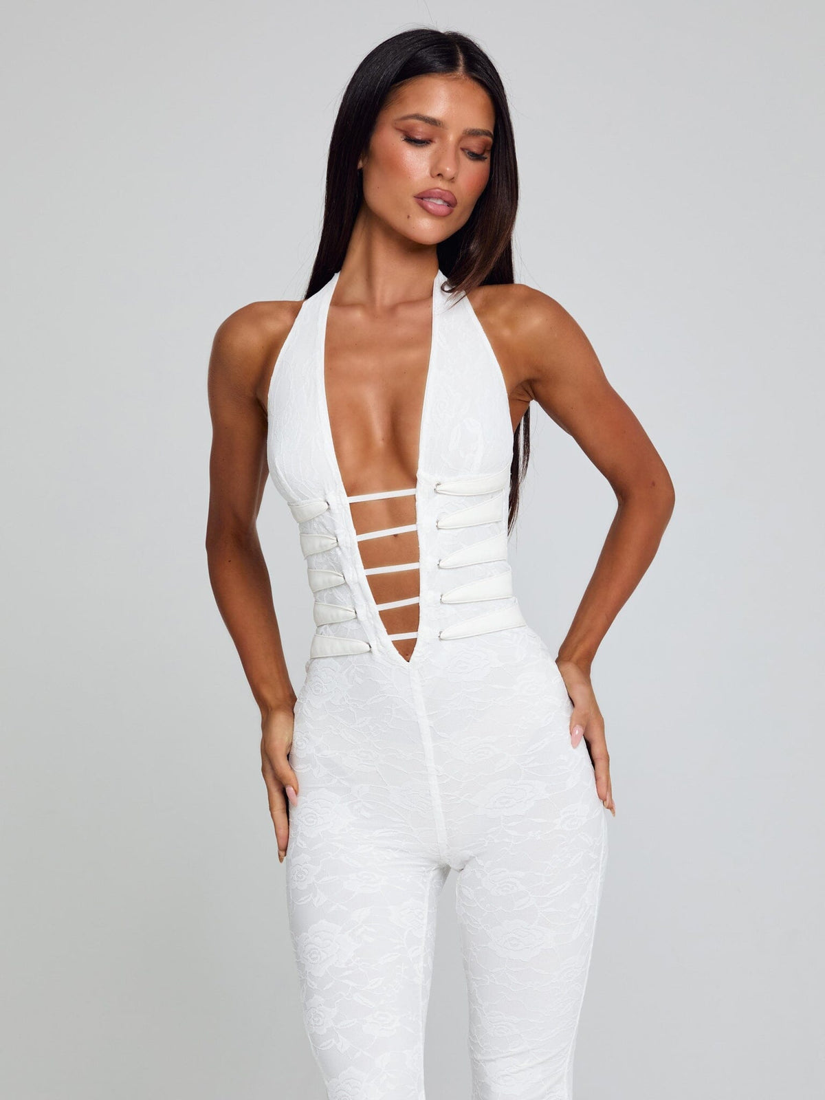 Yuna Lace Jumpsuit - White - M
