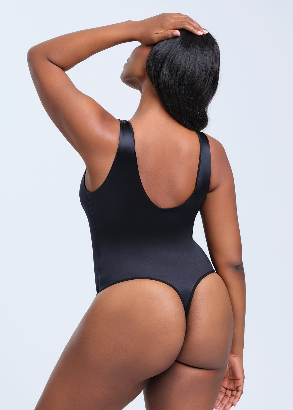 SatinSculpt Tank Bodysuit Thong - Brown - XL