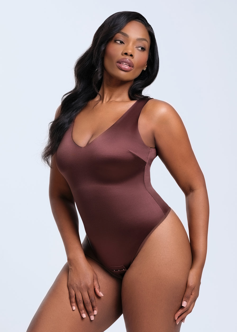 SatinSculpt Tank Bodysuit Thong - Black - M