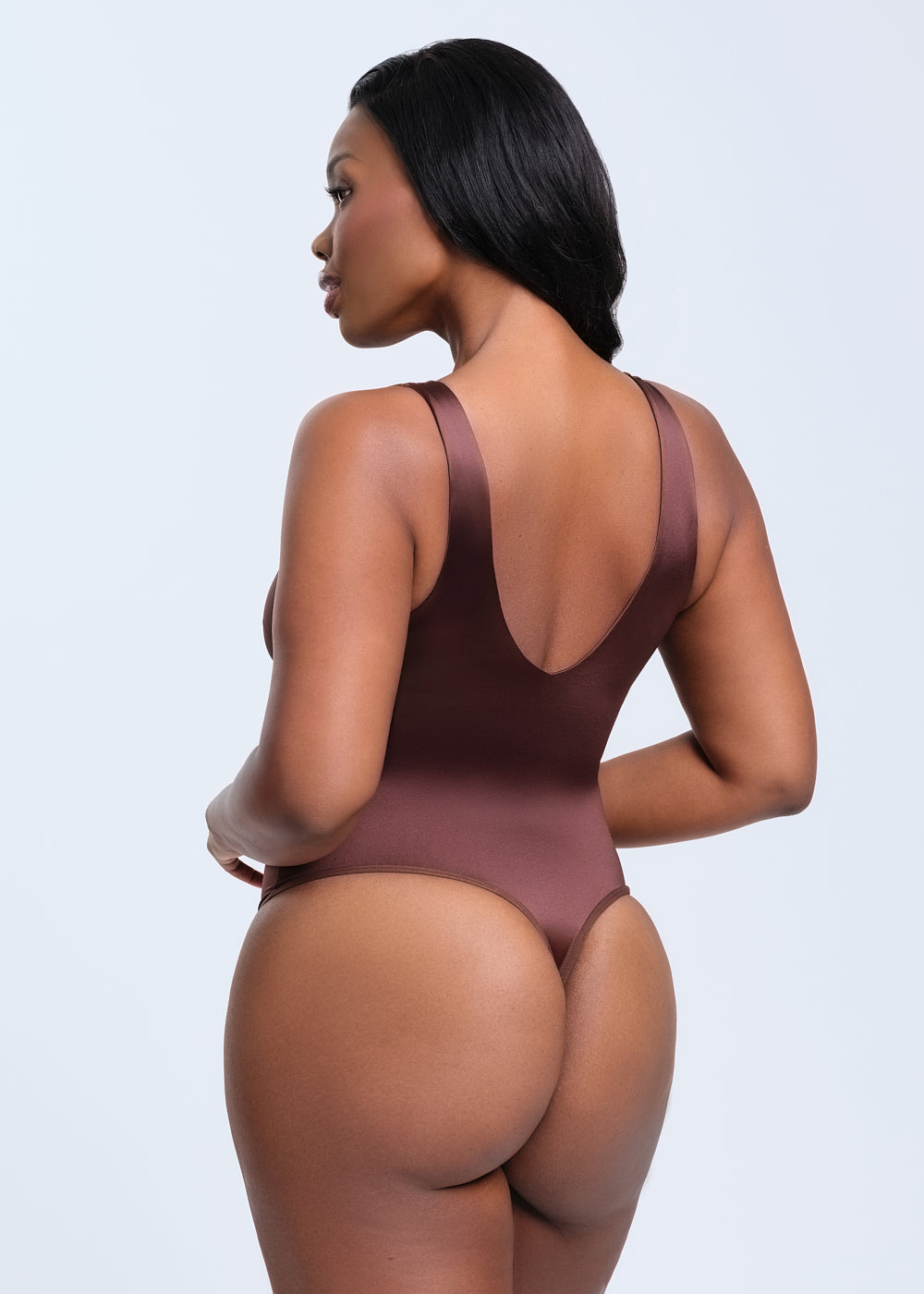 SatinSculpt Tank Bodysuit Thong - Black - L