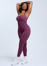 SaunaSculpt Compression Jumpsuit - Merlot - L