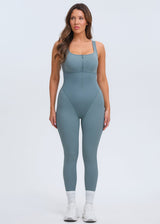 SaunaSculpt Compression Jumpsuit - Dusty Blue - S