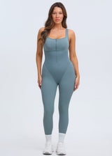 SaunaSculpt Compression Jumpsuit - Dusty Blue - 3X