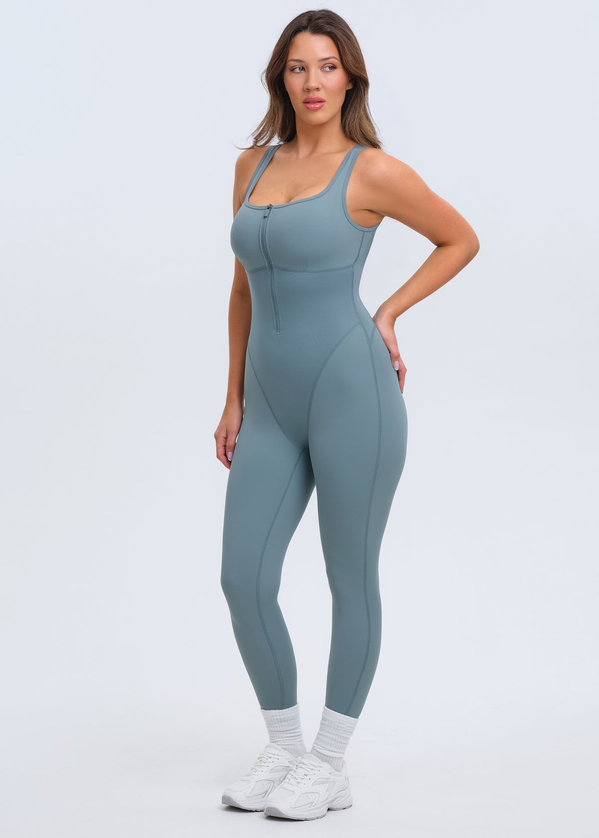 SaunaSculpt Compression Jumpsuit - Dusty Blue - XL
