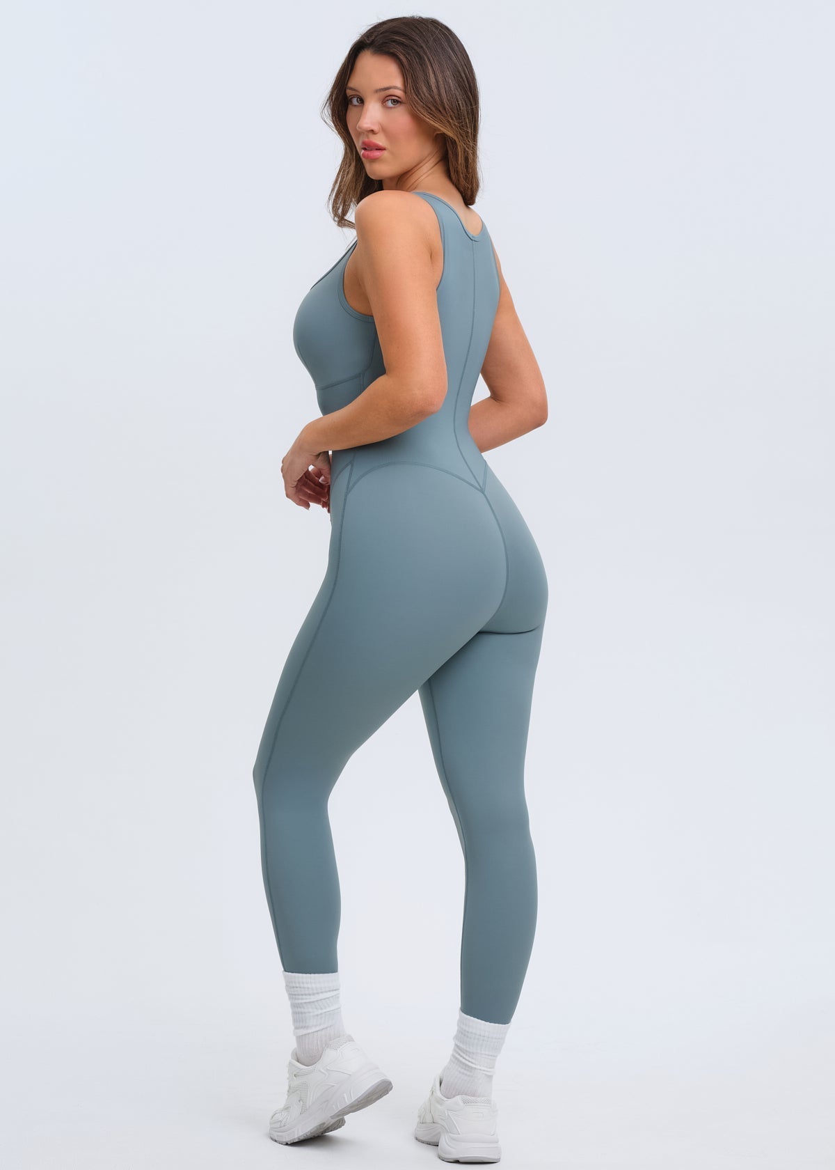 SaunaSculpt Compression Jumpsuit - Dusty Blue - 2X