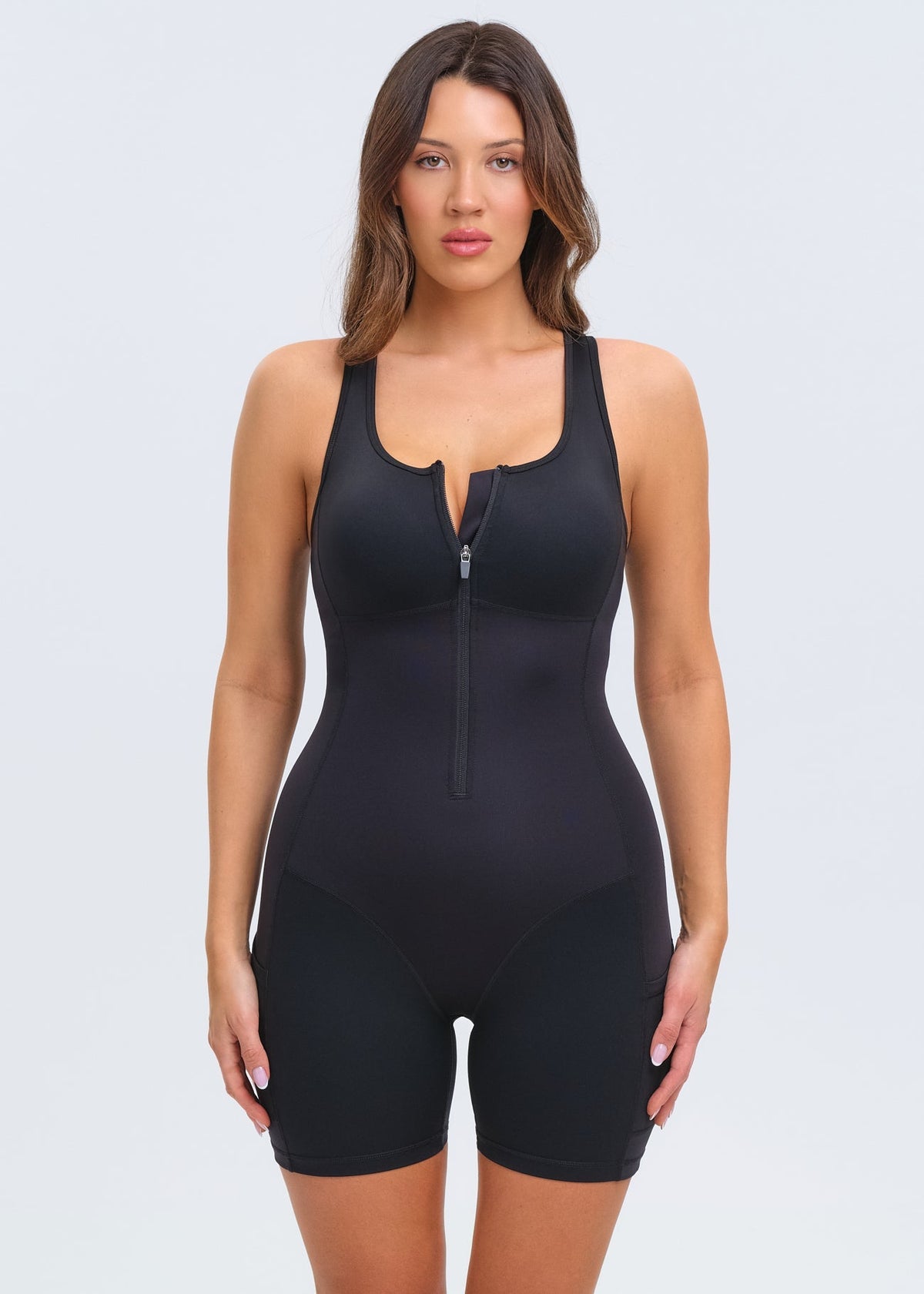 SaunaSculpt Compression Romper - Dusty Blue - L