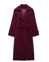 Holly Wool Trench Coat - Wine Red - XS