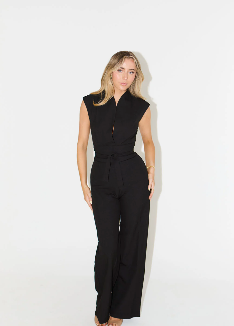 Luna Sleeveless Jumpsuit - Black - XS