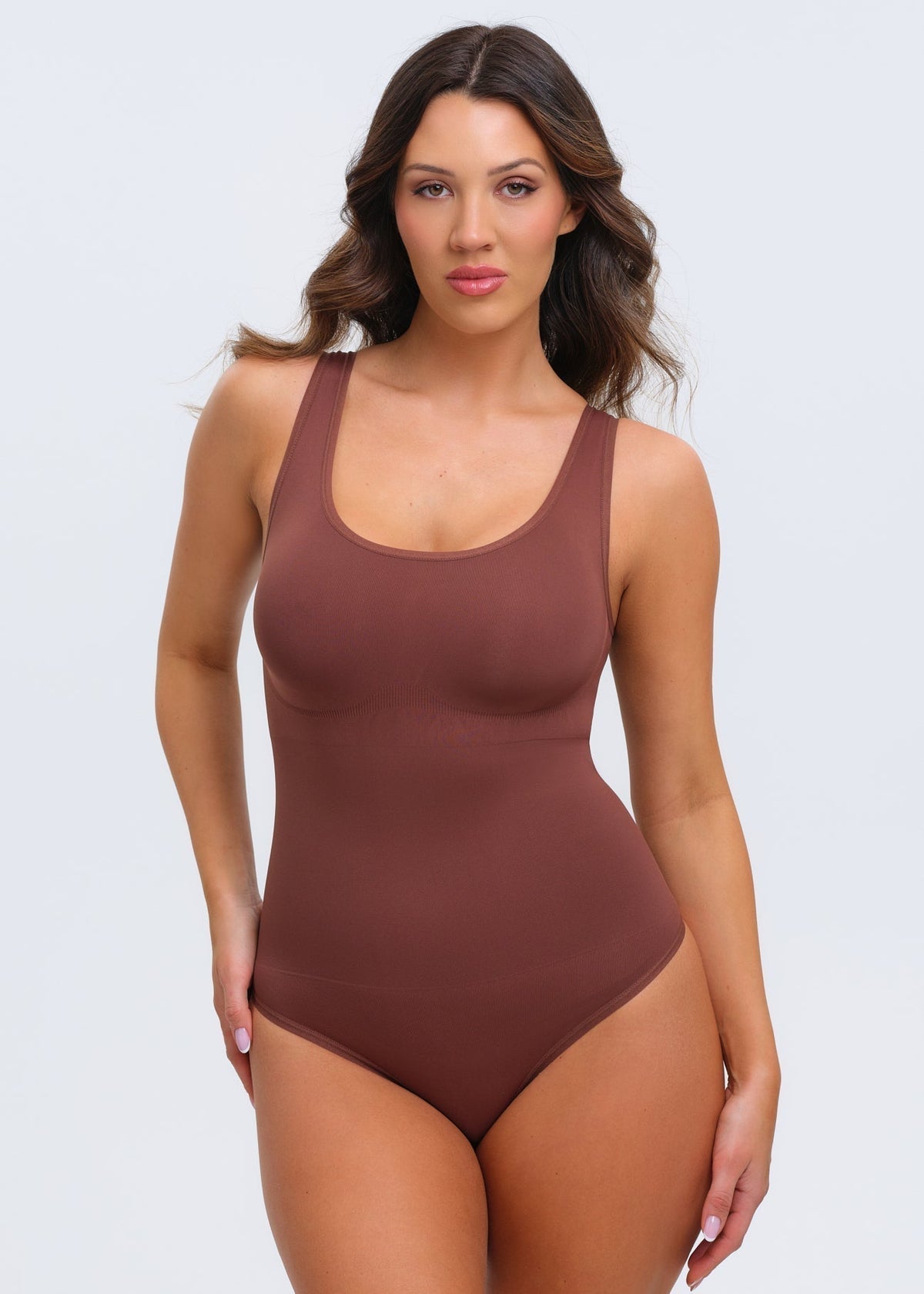 Essential Tank Bodysuit Thong - Coffee - XS/S