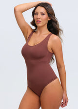 Essential Tank Bodysuit Thong - Coffee - M/L