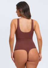Essential Tank Bodysuit Thong - Coffee - 3X/4X